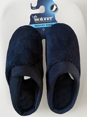 NWT Isotoner Memory Foam Black Slippers XS 5.5-6
